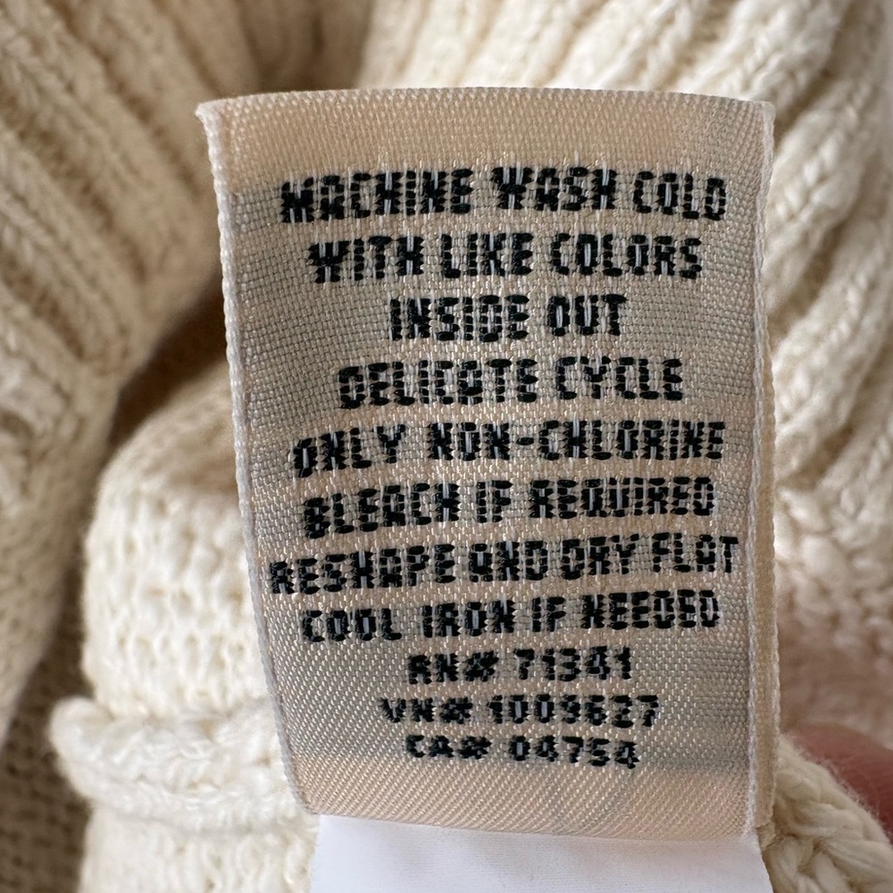 NWOT L.L. Bean cream cotton roll neck Sweater size M - Picture 6 of 6